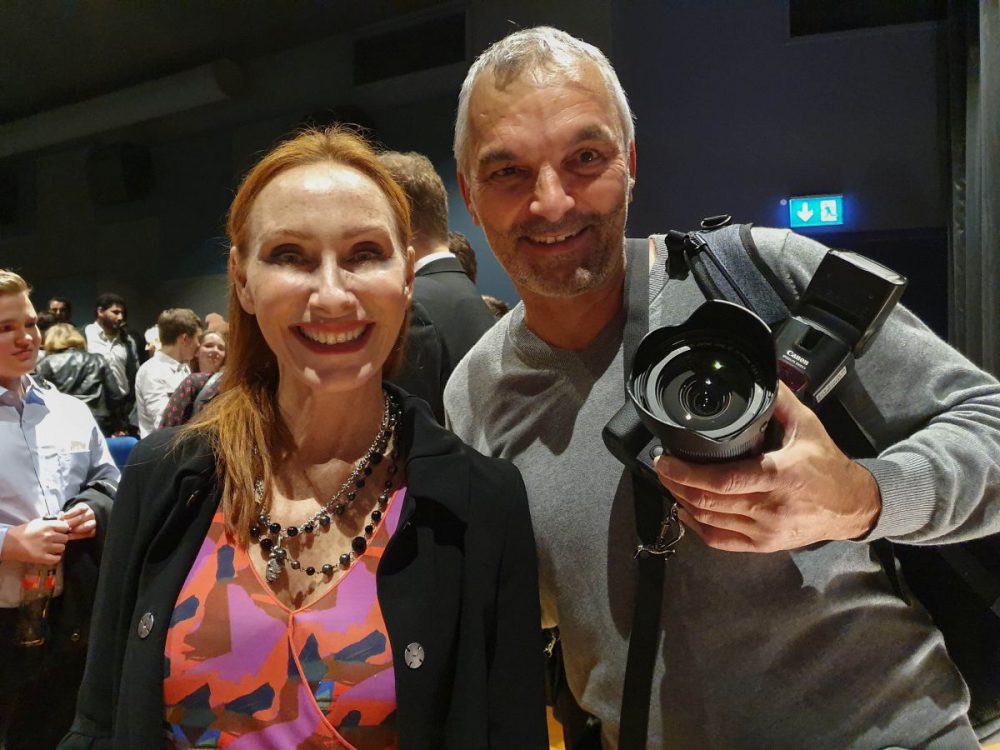 Andrea Sawatzki und Fotograf Juergen Biniasch (Filmpremiere)